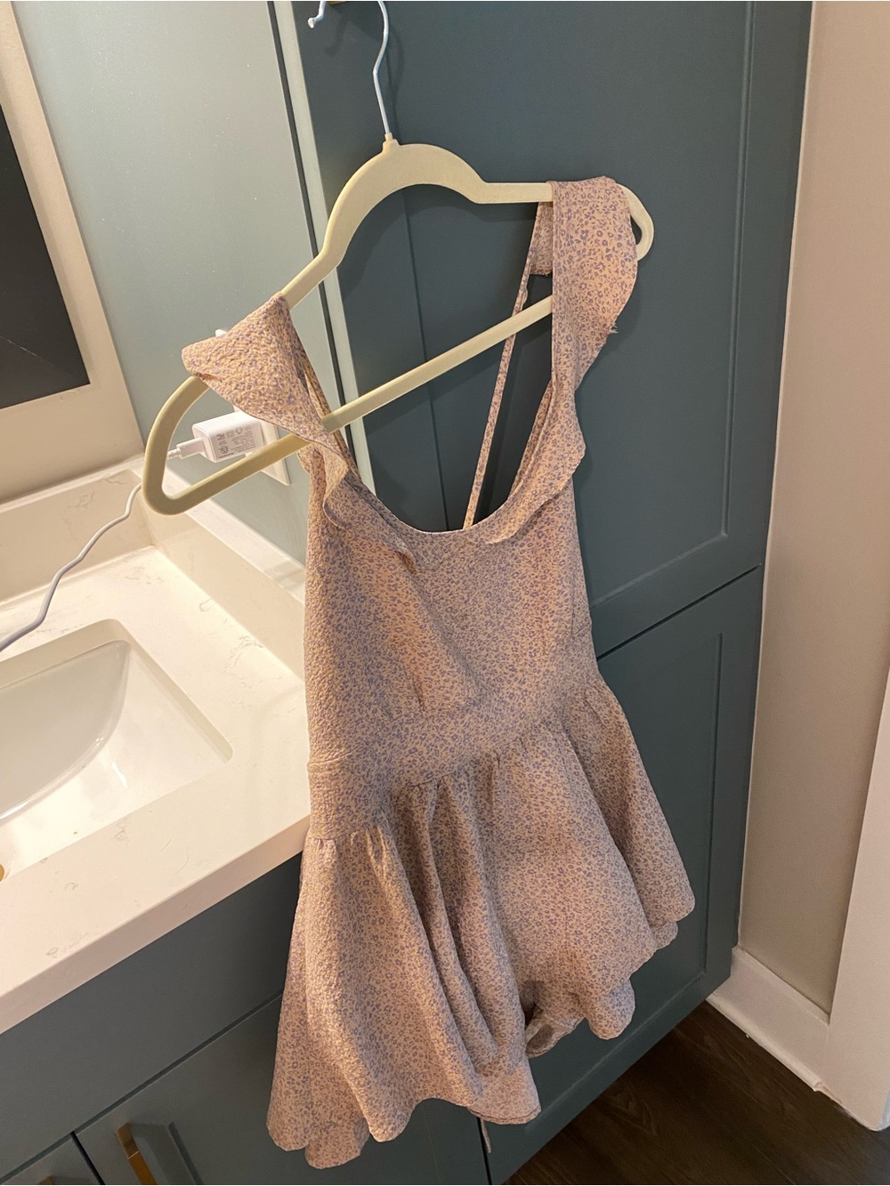 Altar'd State Lavender Floral Ruffle Romper